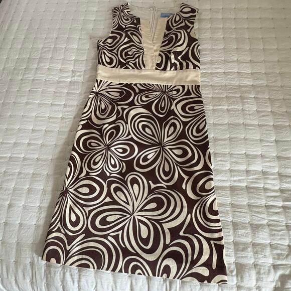 J. McLaughlin Sleeveless Sheath Dress Women's 4 | Brown & Cream | EUC - Picture 5 of 13